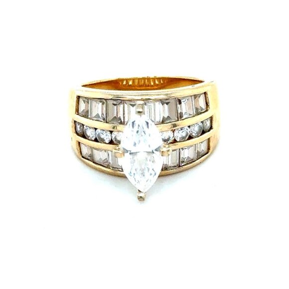 Layer Stackable Cz 925 Gold Vermeil Ring - Picture 1 of 11